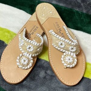 Palm Beach Sandals Tan and White Floral Sandals Size 7